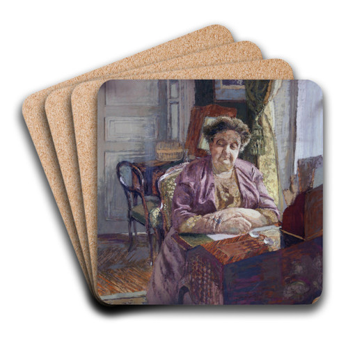 Portrait de Madame Frantz Jourdain by douard Vuillard Art Drink Coaster set Portrait de Madame Frantz Jourdain by douard Vuillard Art Drink Coaster set