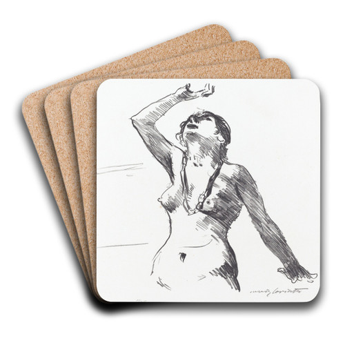 Female Nude Defending Herself (Weiblicher Akt in Abwehr) by Lovis Corinth Art Drink Coaster set