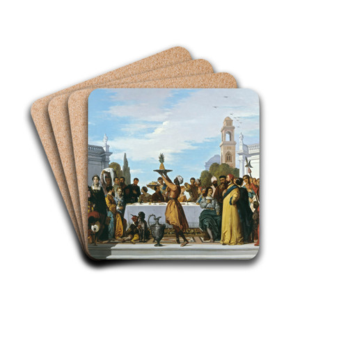 Festin  la mode vnitienne (partie centrale) by Louis Candide Boulanger Drink Coasters - set of 4