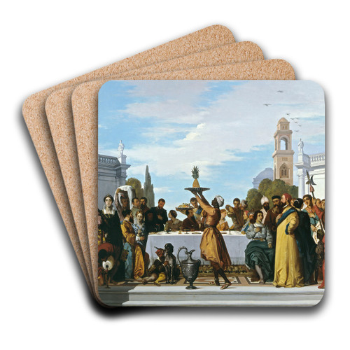 Festin  la mode vnitienne (partie centrale) by Louis Candide Boulanger Art Drink Coaster set