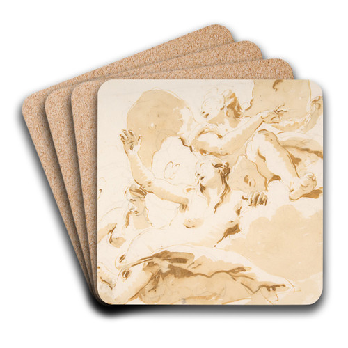 Three Winged Female Figures by Giovanni Battista Tiepolo Art Drink Coaster set