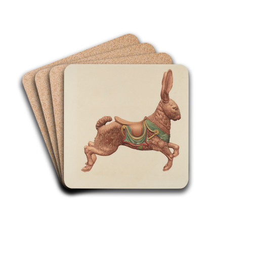 Carousel Rabbit by Robert Pohle Drink Coasters - set of 4