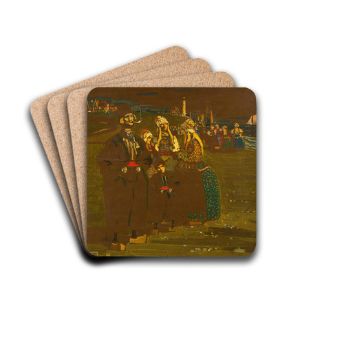 Erinnerung An Holland (In Erwartung Heimkehrender Schiffe) by Wassily Kandinsky Drink Coasters - set of 4