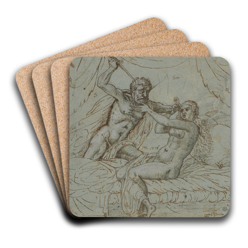 Tarquinius berwltigt Lucretia by Lukas Kilian Art Drink Coaster set