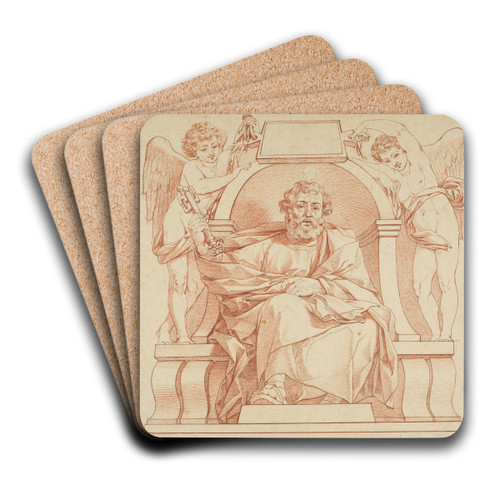 Petrus, sitzend by Philipp Jakob Becker Art Drink Coaster set Petrus, sitzend by Philipp Jakob Becker Art Drink Coaster set