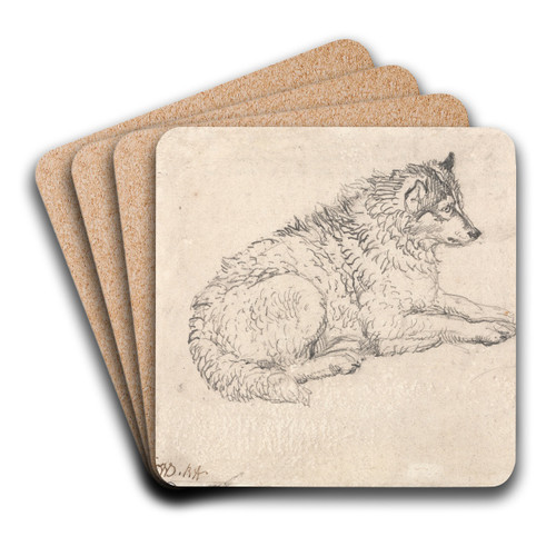 Arctic Dog, Facing Right by James Ward Art Drink Coaster set