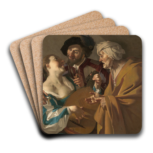 The Procuress by Dirck Van Baburen Art Drink Coaster set