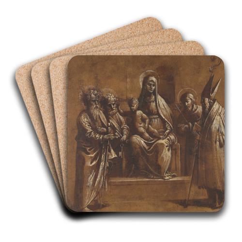 The Virgin and Child with Saints by Girolamo da Treviso Art Drink Coaster set