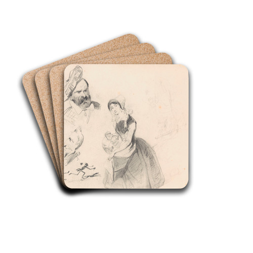 Figure Studies and Caricatures by Nicaise De Keyser Drink Coasters - set of 4 Figure Studies and Caricatures by Nicaise De Keyser Drink Coasters - set of 4