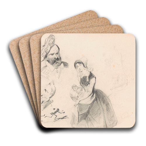 Figure Studies and Caricatures by Nicaise De Keyser Art Drink Coaster set
