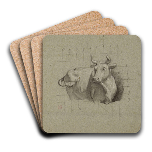 Boeuf by Jean-Achille Benouville Art Drink Coaster set