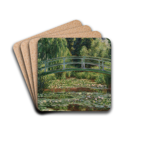 The Japanese Footbridge and the Water Lily Pool, Giverny by Claude Monet Drink Coasters - set of 4