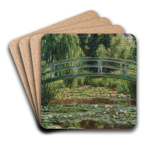 The Japanese Footbridge and the Water Lily Pool, Giverny by Claude Monet Art Drink Coaster set