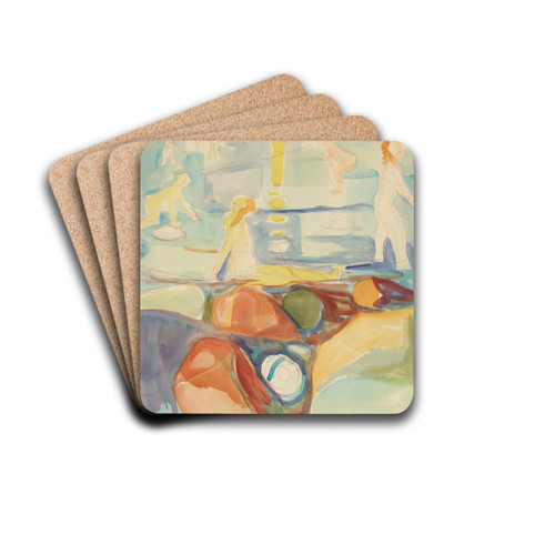 Badende kvinner, sgrdstrand by Edvard Munch Drink Coasters - set of 4