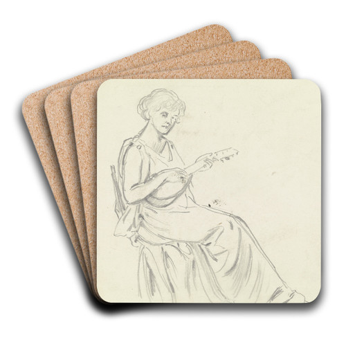Mandoline spielende Frau by Otto Scholderer Art Drink Coaster set
