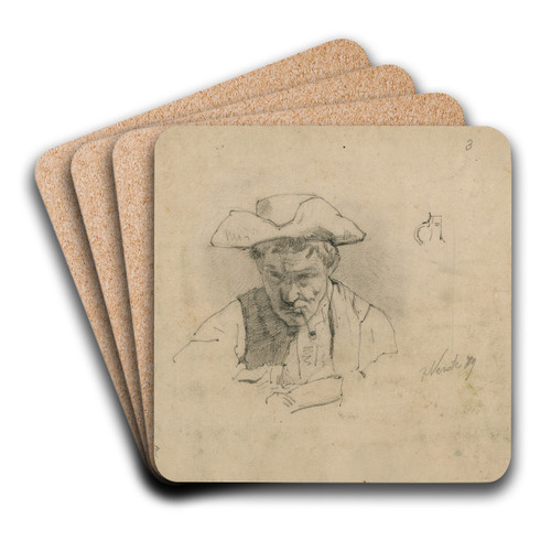 Smoking man with a pipe by Floris Verster Art Drink Coaster set Smoking man with a pipe by Floris Verster Art Drink Coaster set