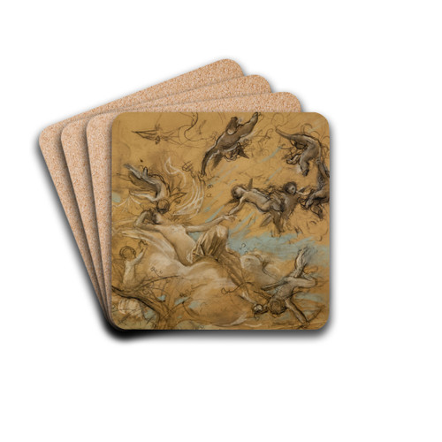 tude de figures volantes by Luc-Olivier Merson Drink Coasters - set of 4 tude de figures volantes by Luc-Olivier Merson Drink Coasters - set of 4