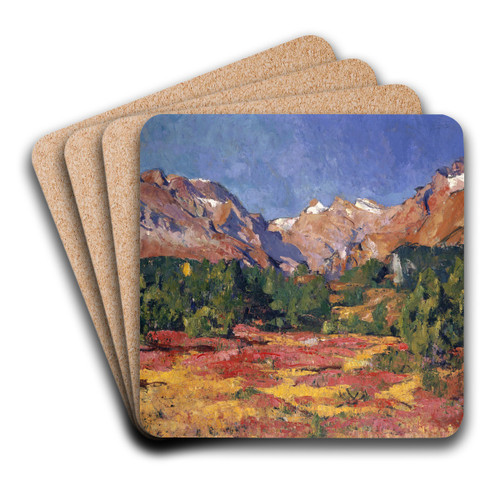 Autumn Landscape (Maroz Valley With Piz Duan And Gletscherhorn) by Giovanni Giacometti Art Drink Coaster set