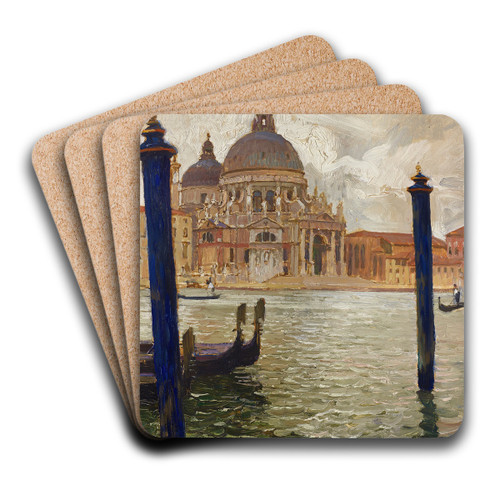 Santa Maria Della Salute Viewed from Across the Grand Canal by Carl Moll Art Drink Coaster set Santa Maria Della Salute Viewed from Across the Grand Canal by Carl Moll Art Drink Coaster set