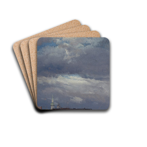 Stormclouds over the Castle Tower in Dresden by Johan Christian Dahl Drink Coasters - set of 4