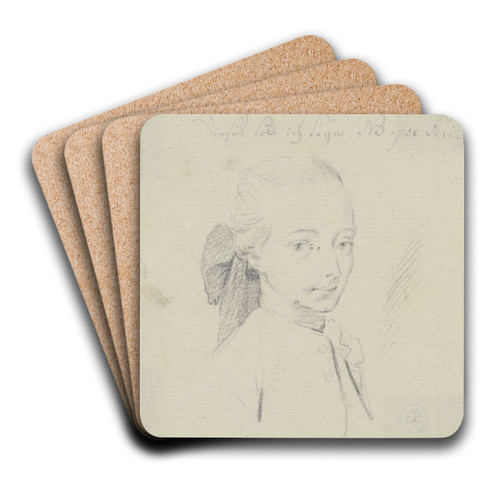 Selbstbildnis; Brustbild im dreiviertel Profil nach rechts by Gottlieb Welt Art Drink Coaster set Selbstbildnis; Brustbild im dreiviertel Profil nach rechts by Gottlieb Welt Art Drink Coaster set