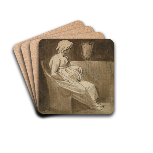 Seated Girl by an Urn by Thomas Stothard Drink Coasters - set of 4