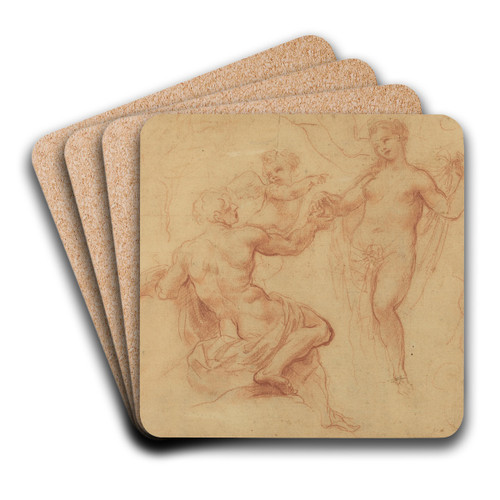Paris Awarding the Apple to Venus by Francesco Albani Art Drink Coaster set Paris Awarding the Apple to Venus by Francesco Albani Art Drink Coaster set