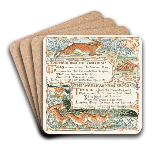 The Hare and the Tortoise, The Hares and the Frogs by Walter Crane Art Drink Coaster set The Hare and the Tortoise, The Hares and the Frogs by Walter Crane Art Drink Coaster set