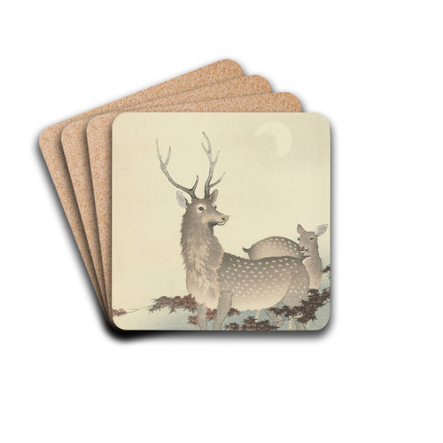 Two Deer by Ohara Koson Drink Coasters - set of 4