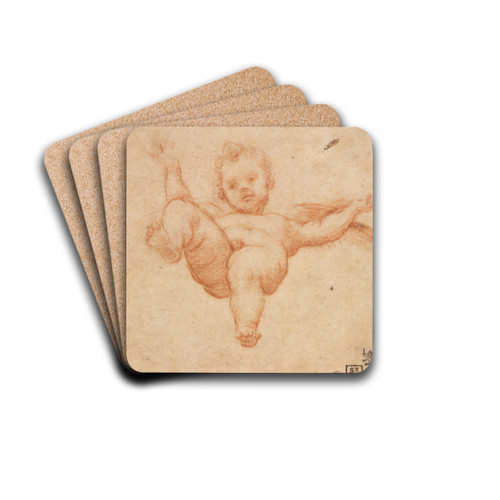 Flying Cupid by Annibale Carracci Drink Coasters - set of 4