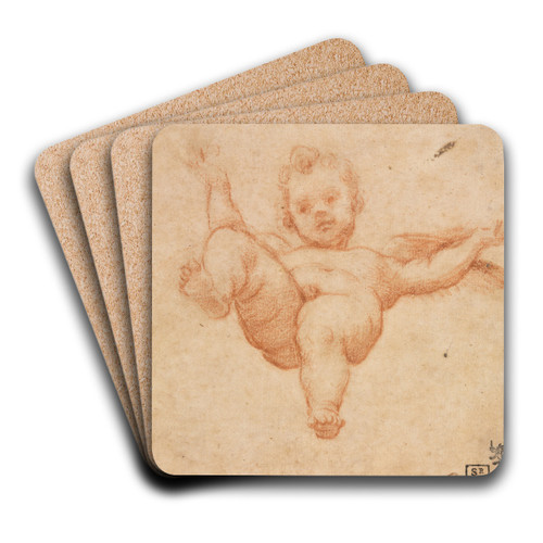 Flying Cupid by Annibale Carracci Art Drink Coaster set