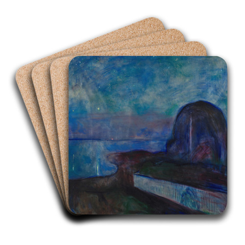 Starry Night by Edvard Munch Art Drink Coaster set