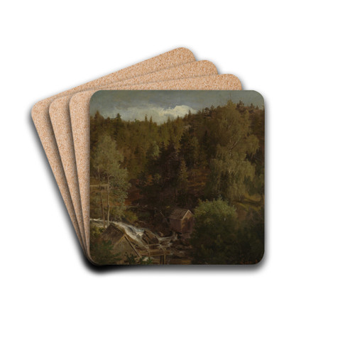 Landscape with a Mill by Hans Gude Drink Coasters - set of 4