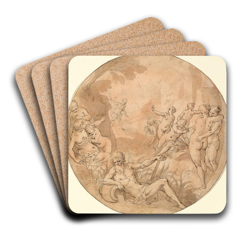 Diana Surprised at her Bath by Hans Rottenhammer Art Drink Coaster set
