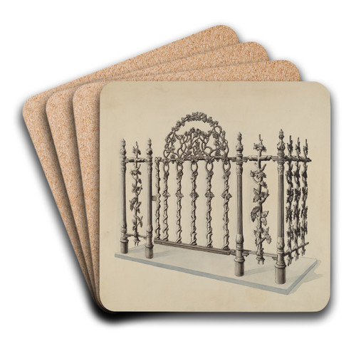 Cast Iron Gate and Fence by Lucien Verbeke Art Drink Coaster set