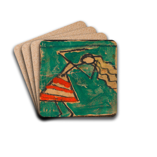 Tnzerin mit rot-weiem Rock by Egon Schiele Drink Coasters - set of 4 Tnzerin mit rot-weiem Rock by Egon Schiele Drink Coasters - set of 4