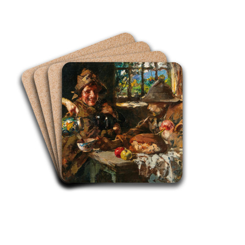 In the Tavern by Vincenzo Irolli Drink Coasters - set of 4 In the Tavern by Vincenzo Irolli Drink Coasters - set of 4