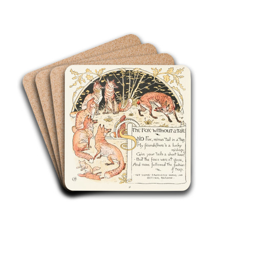 The Fox without a Tail by Walter Crane Drink Coasters - set of 4