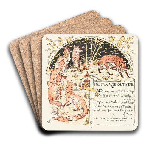 The Fox without a Tail by Walter Crane Art Drink Coaster set