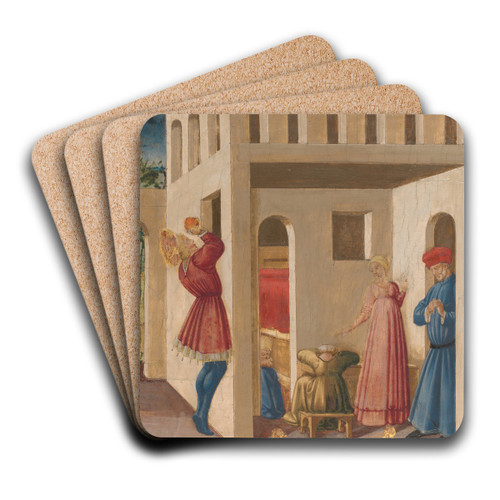 A Scene from the Legend of Saint Nicholas ofBari by Neri di Bicci Art Drink Coaster set