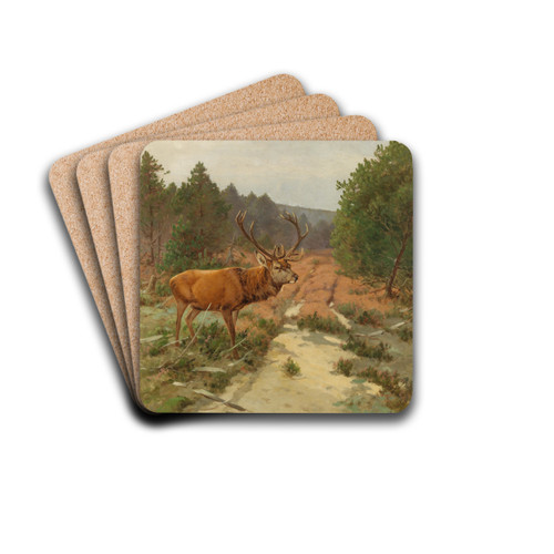 Ein Hirsch auf der Waldlichtung by Christoffer Drathmann Drink Coasters - set of 4