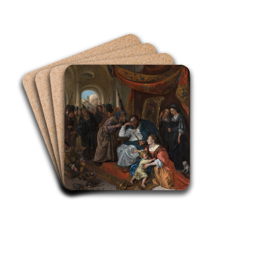 Moses and Pharaoh's Crown by Jan Steen Drink Coasters - set of 4 Moses and Pharaoh's Crown by Jan Steen Drink Coasters - set of 4