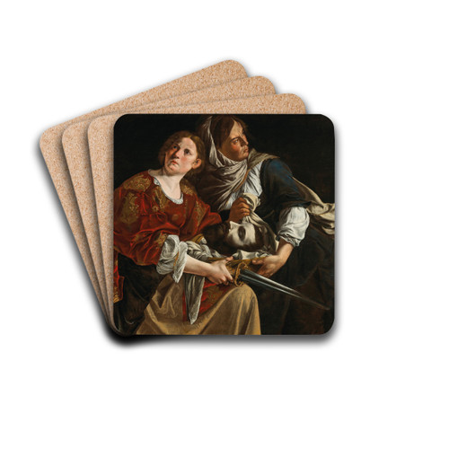 Judith and her maidservant with the head of Holofernes by Artemisia Gentileschi Drink Coasters - set of 4