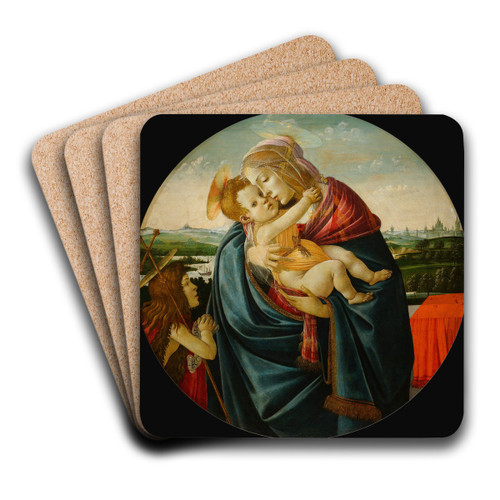 Virgin and Child With Saint John The Baptist by Sandro Botticelli Art Drink Coaster set