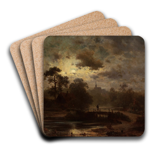 Landscape by moonlight by Jules Dupr Art Drink Coaster set