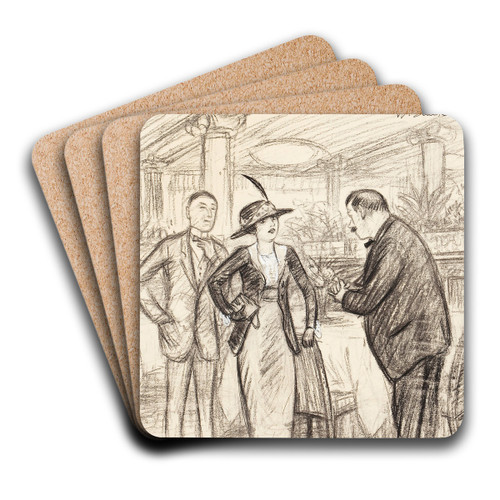 Couple at a Caf by William James Glackens Art Drink Coaster set