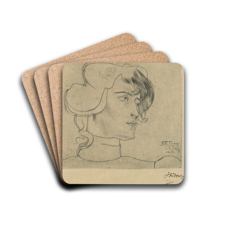 Head of a Woman (Margurite Adolphine Helfrich) by Jan Toorop Drink Coasters - set of 4