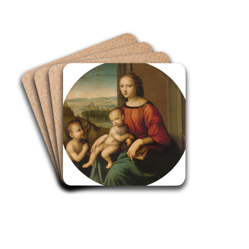 Madonna And Child With The Infant Saint John The Baptist by Master of the Scandicci Lamentation Drink Coasters - set of 4