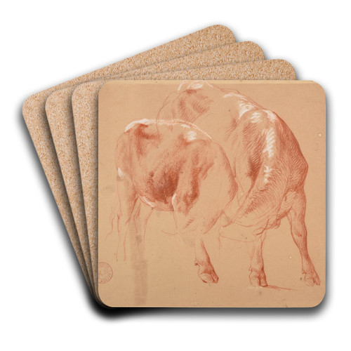 tudes de deux corps de bovids by Jacques-Raymond Brascassat Art Drink Coaster set