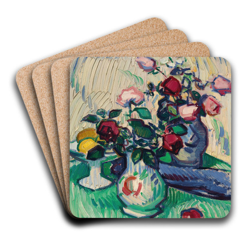 Fruit and Roses on a Table Top by Samuel John Peploe Art Drink Coaster set